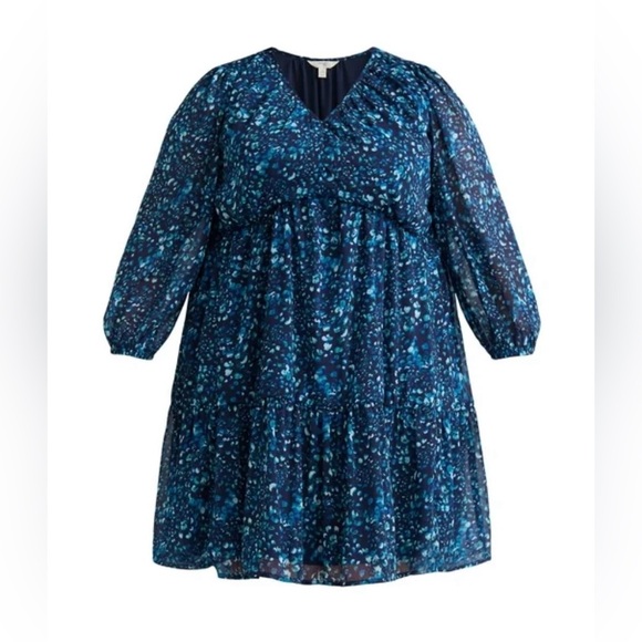 Terra & Sky Women's Plus Size Long Sleeve Mini Peasant Dress - Picture 4 of 14